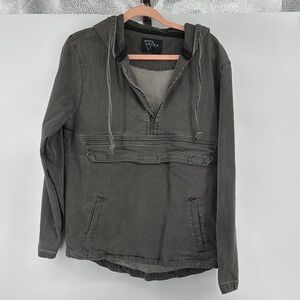 Troika Women's Gray Utility Style Denim Pullover Front Center Pocket SZ XL